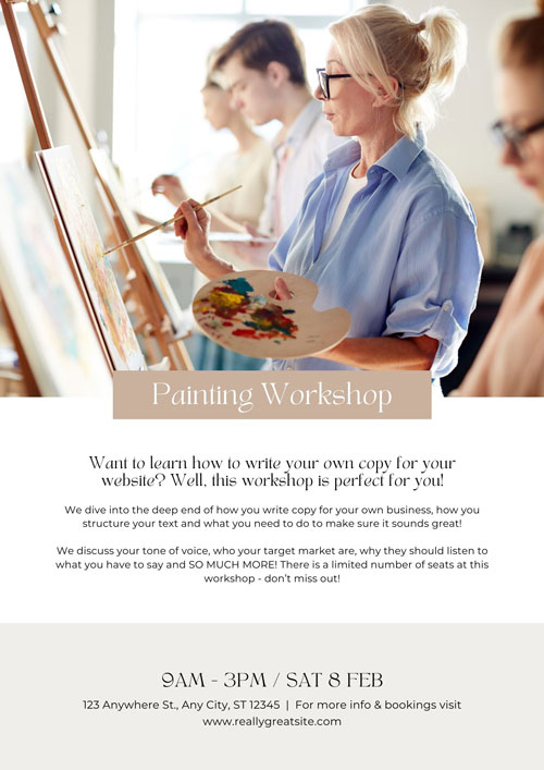 Canva Template Painting Workshop Class Event Flyer A4 Poster