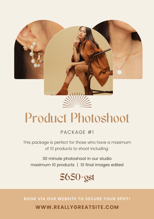 Canva Template Earthy Modern Product Photography Package for Business A4 Flyer