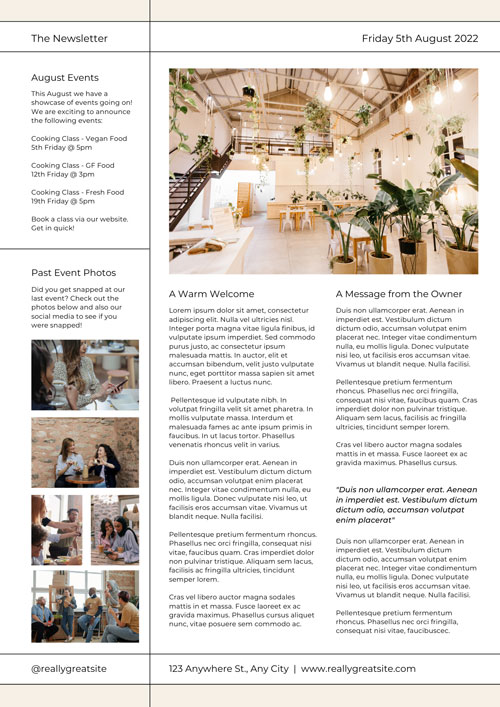 Minimalistic Sectioned Newsletter Page A4 Design