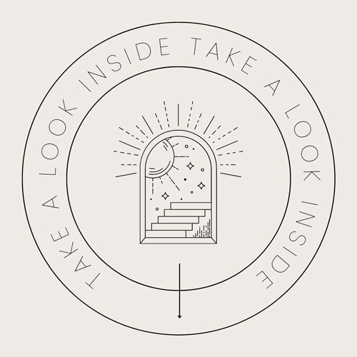 Canva Beige Simple Take A Look Inside Stamp Round Sticker