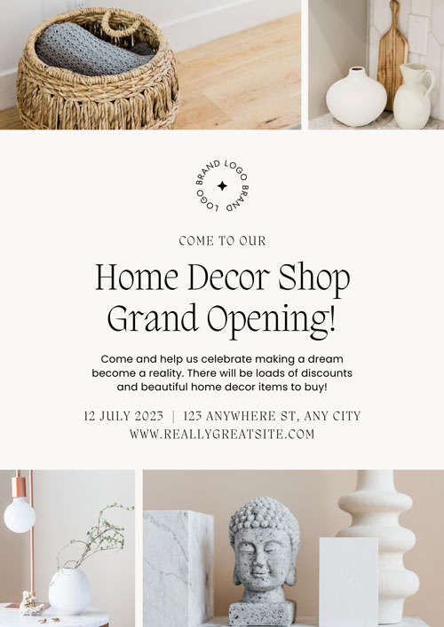 Canva Earthy Neutral Modern Shop Opening Launch Event Flyer A4