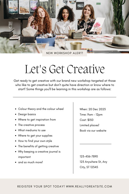 Canva Modern Sectioned Creative Business Workshop A4 Flyer