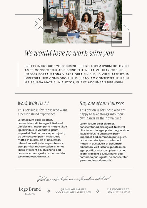 Canva Neutral Work With UsServices Business Outline A4 Flyer