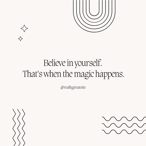 Canva Modern Line Shape Illustrations Positive Quote Instagram Post