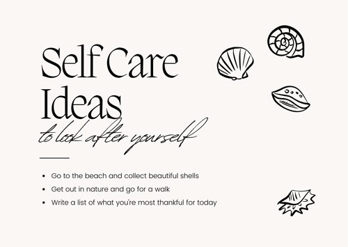 Canva Neutral Black and White Self Care Reminder Postcard