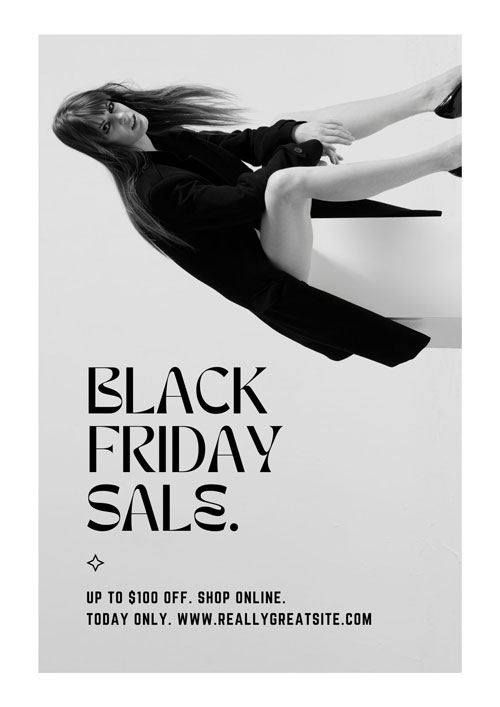 Canva Black and White Minimalistic Fashion Black Friday Poster