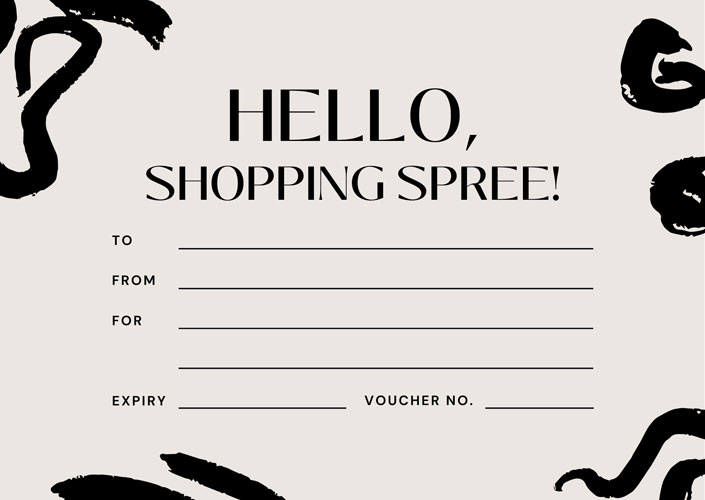 Canva Cream Black Ink Illustration Shapes Gift Voucher