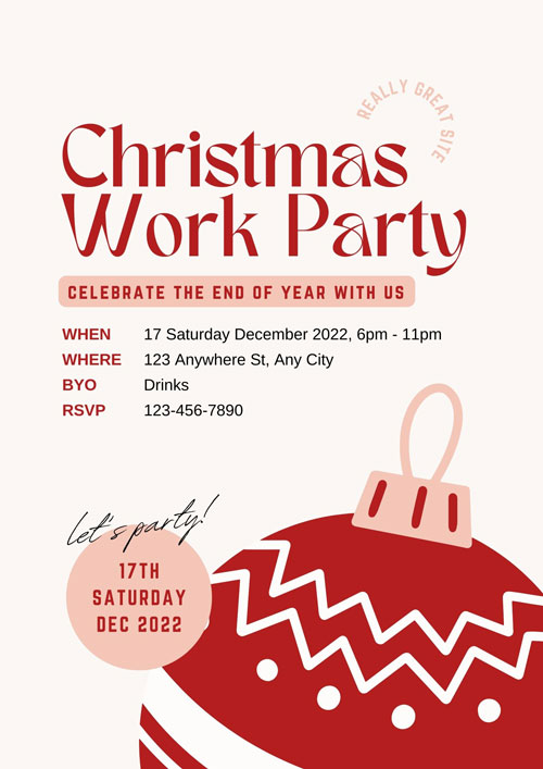 Canva Red Pink Feminine Christmas Work Party Invite Poster
