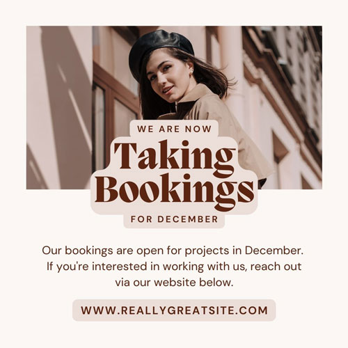 Canva Beige Earthy Business Open For Bookings Announcement LinkedIn Post