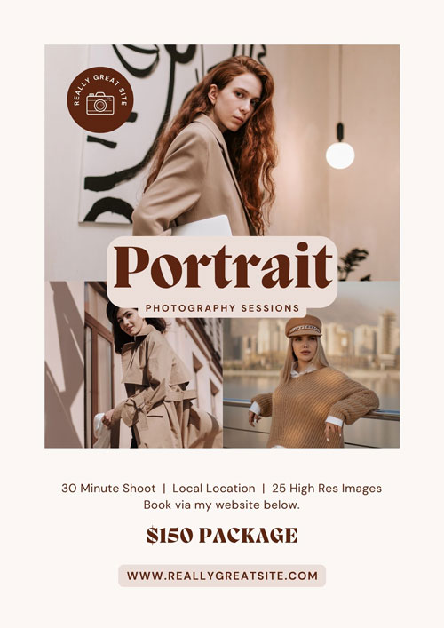 Canva Beige Earthy Modern Business Photography Services Offering Poster