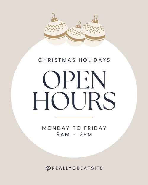 Canva Beige Modern Business Christmas Open Hours Instagram Post