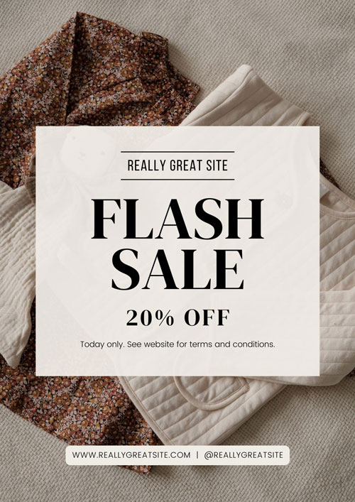 Canva Beige Neutral Modern Business Flash Sale Flyer A4