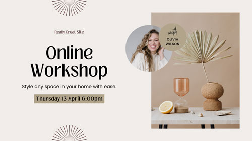 Canva Beige Feminine Online Workshop Facebook Event Cover
