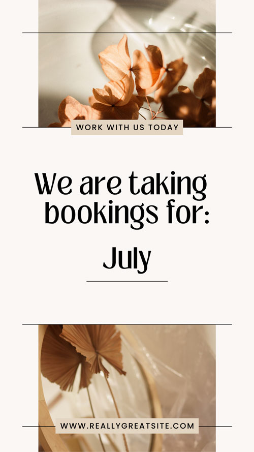 Canva Beige Aesthetic Business Open Bookings Instagram Story