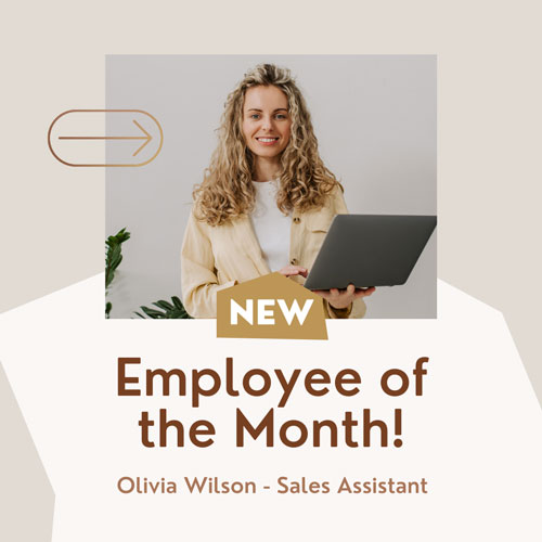 Canva Beige Earthy New Employee Of The Month Instagram Post