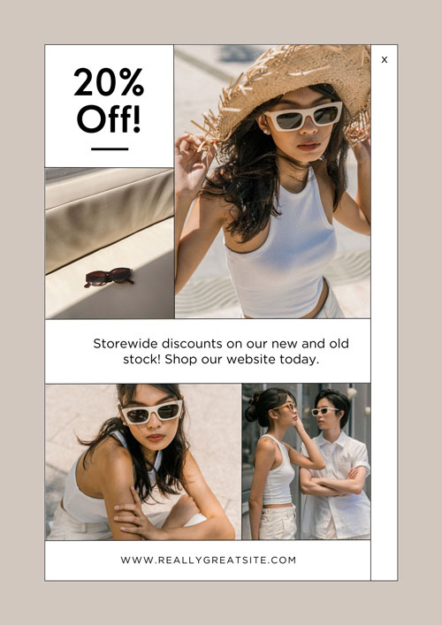 Canva Beige Modern Window Fashion Discount Sale Poster