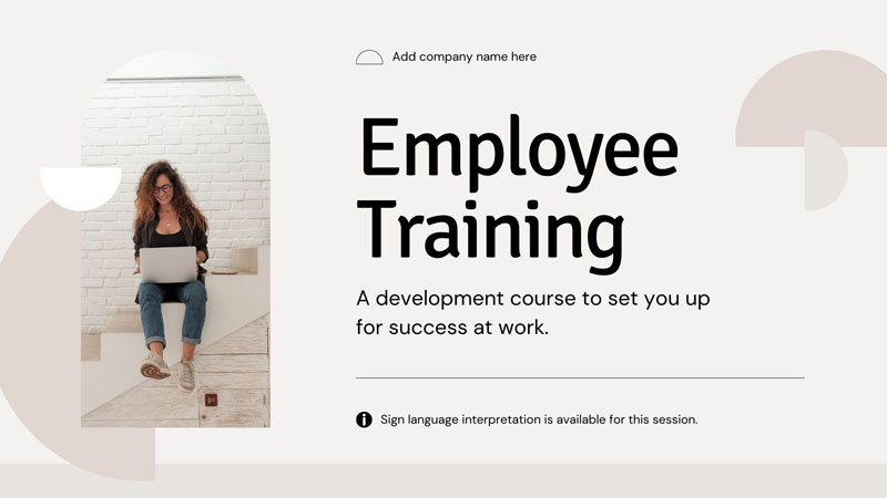 Canva Beige Neutral Arch Shapes Employee Training Talking Presentation