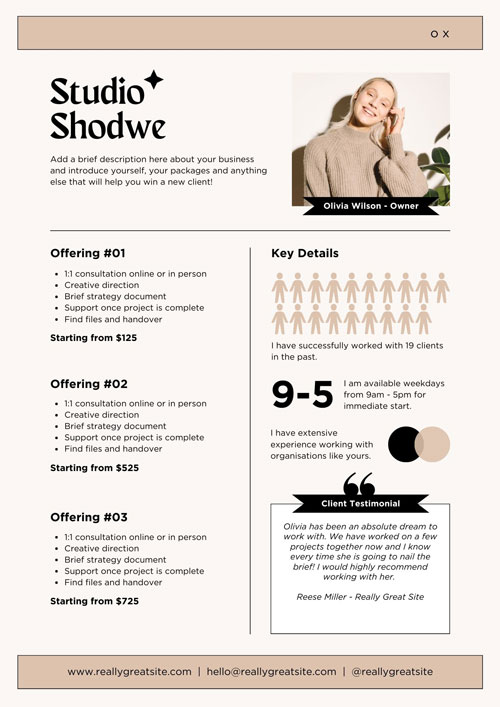 Canva Beige Professional Contractor Business Services Pitch Flyer A4