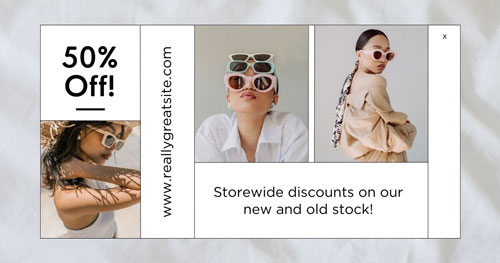 Canva White Modern Window Fashion Discount Sale Facebook Post