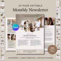 20 Page Monthly Newsletter Canva Template