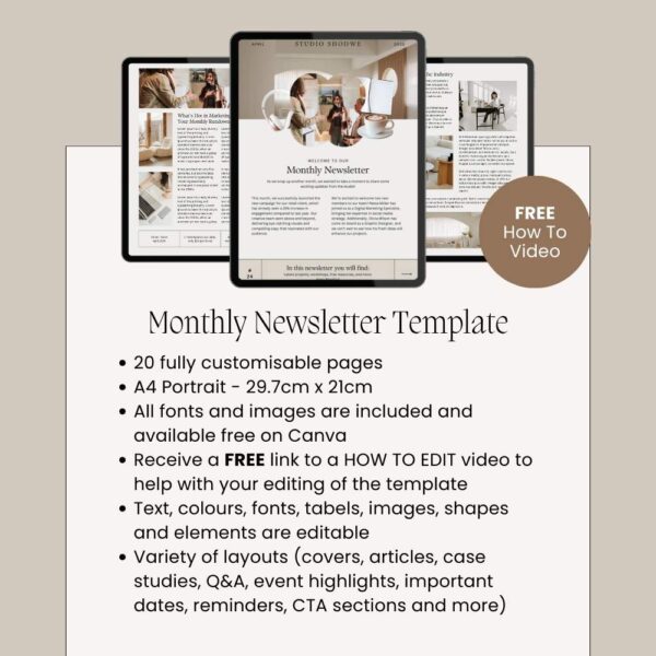20 Page Monthly Newsletter Canva Template