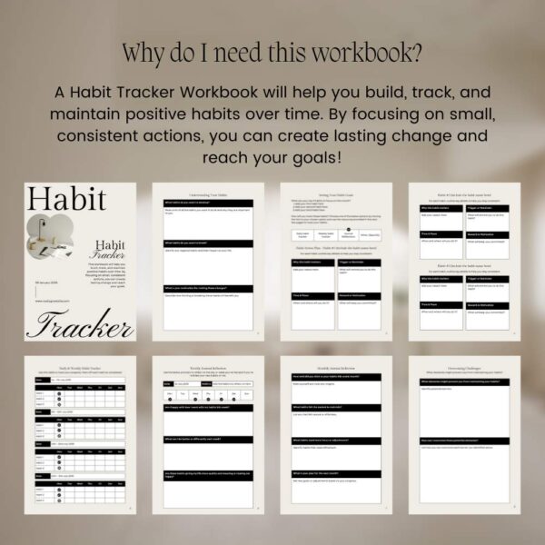 Rise and Roar Design Habit Tracker Workbook Canva Template