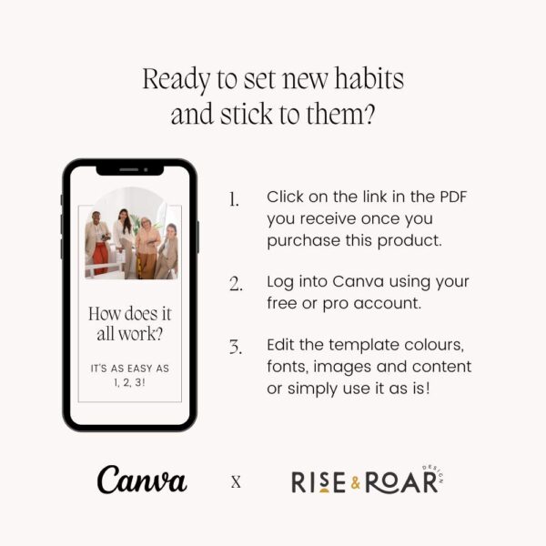 Rise and Roar Design Habit Tracker Workbook Canva Template