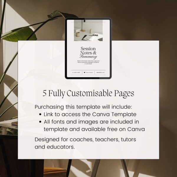 Session Notes and Summary Canva Template